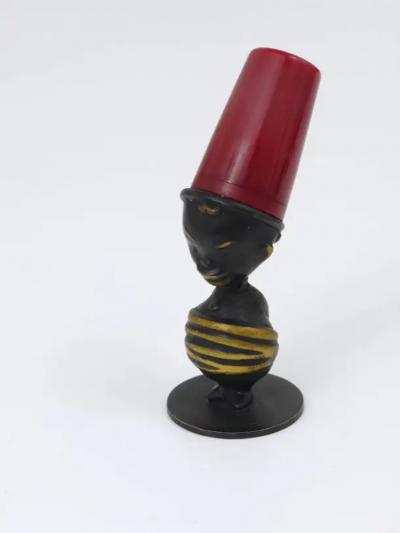 Richard Rohac 1950s African Figurine Mid Century Brass Salt Shaker by Richard Rohac Austria