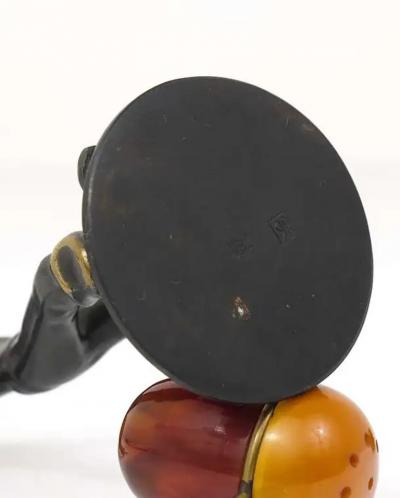 Richard Rohac Asian Brass Figurine Salt Pepper Shakers Set Holder by Rohac Austria 1950s