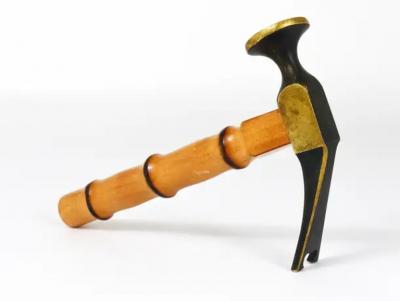 Richard Rohac Richard Rohac Bamboo Brass Hammer Bottle Opener Cork Screw Nutcracker 1950s