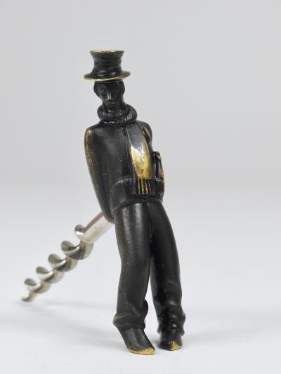Richard Rohac Richard Rohac Leaning Tipsy Gentleman Brass Bottle Opener Vienna 1950s