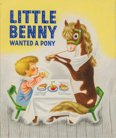 Richard Scarry Little Benny Wanted a Pony Little Golden Book Cover Illustration Original Art
