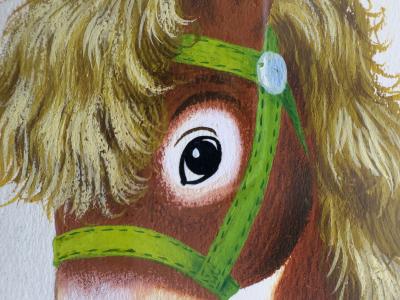 Richard Scarry Little Benny Wanted a Pony Little Golden Book Cover Illustration Original Art