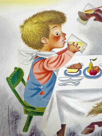 Richard Scarry Little Benny Wanted a Pony Little Golden Book Cover Illustration Original Art