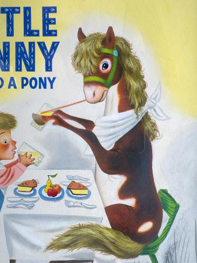 Richard Scarry Little Benny Wanted a Pony Little Golden Book Cover Illustration Original Art