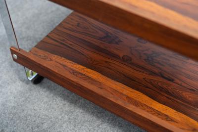 Richard Young Richard Young Merrow Associates Rosewood Chromed Steel Tiered MCM Bar Cart