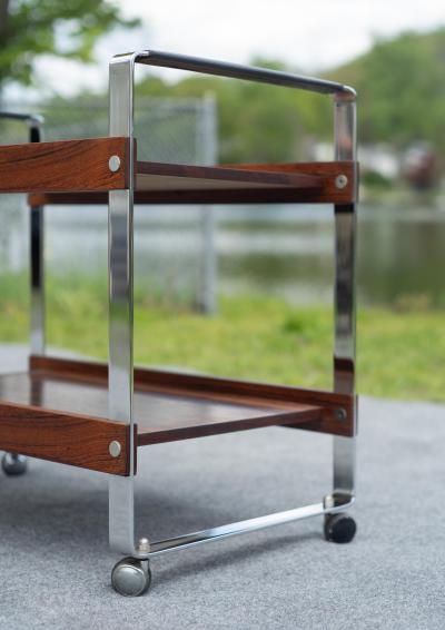 Richard Young Richard Young Merrow Associates Rosewood Chromed Steel Tiered MCM Bar Cart