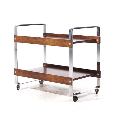 Richard Young Richard Young for Merrow Associates Mid Century Rosewood and Chrome Serving Cart