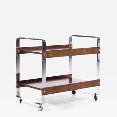 Richard Young Richard Young for Merrow Associates Mid Century Rosewood and Chrome Serving Cart