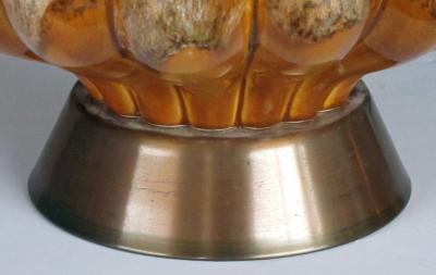 Richly colored American 1960s Gourd form Drip glaze Lamp