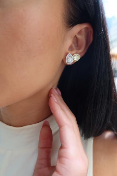 Rick Shatz Platinum 18K YG Handmade Pear Shape Fancy Yellow Diamond Stud Earrings