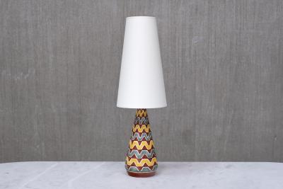 Rigmor Nielsen Rigmor Nielsen Ceramic Table Lamp with Zig Zag Pattern S holm Denmark 1960s