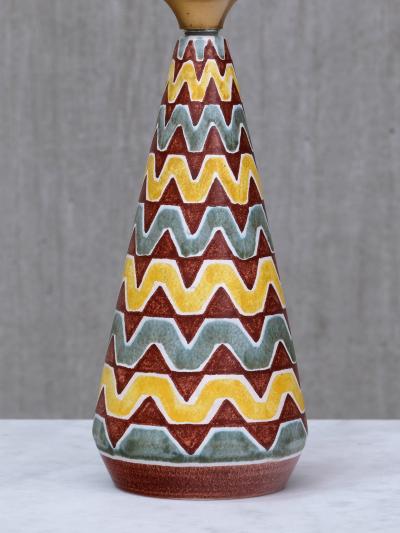 Rigmor Nielsen Rigmor Nielsen Ceramic Table Lamp with Zig Zag Pattern S holm Denmark 1960s