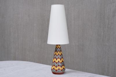Rigmor Nielsen Rigmor Nielsen Ceramic Table Lamp with Zig Zag Pattern S holm Denmark 1960s