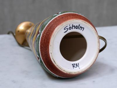 Rigmor Nielsen Rigmor Nielsen Ceramic Table Lamp with Zig Zag Pattern S holm Denmark 1960s