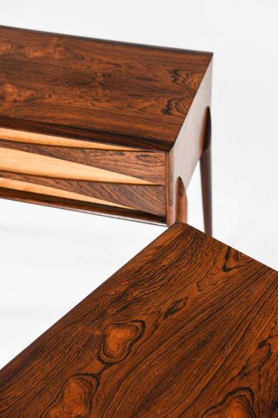 Rimbert Sandholt Pair of Rimbert Sandholt Beech Rosewood Bedside Tables 1960s