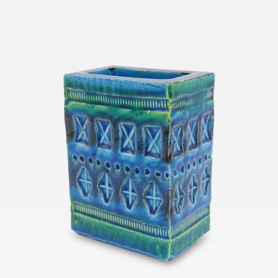 Rimini blue glazed ceramic vase manufactured by Bitossi 