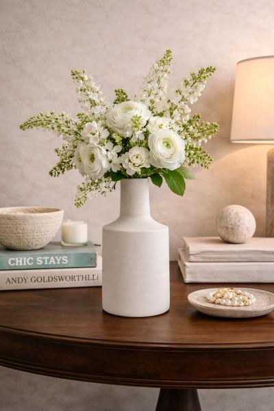 Rina Menardi Rina Menardi Luna White Ceramic Vase Hand Made Italy Italian Ceramics