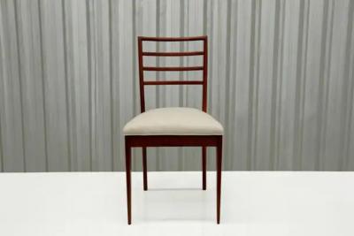 Rino Levi Brazilian Modern Chairs in Hardwood Leather by Rino Levi Brazil 1960s