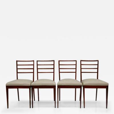 Rino Levi Brazilian Modern Chairs in Hardwood Leather by Rino Levi Brazil 1960s