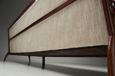 Rino Levi Brazilian Wood Three Seater Sofa by Rino Levi Brazil 1950s