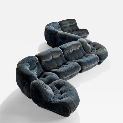 Rino Maturi Large Sectional Sofa in Fabric Italy 1970s