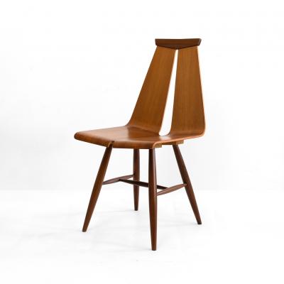 Risto Halme RISTO HALME SET OF 4 MOLDED TEAK VENEER CHAIRS FOR ISKU FINLAND 1960S