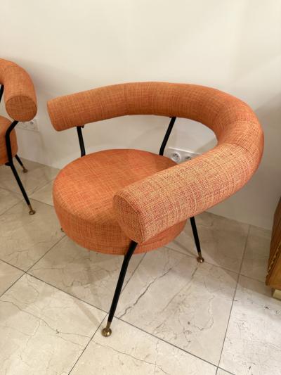 Rito Valla Mid Century Modern Pair of Armchairs by IPE Bologne Italy 1950s