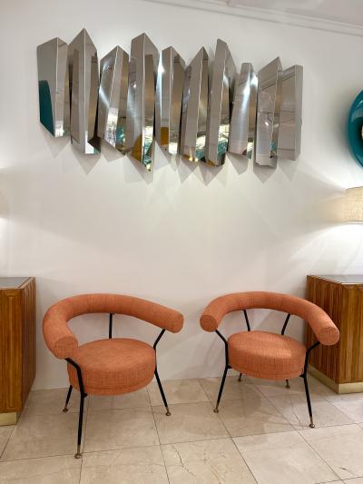Rito Valla Mid Century Modern Pair of Armchairs by IPE Bologne Italy 1950s