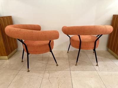 Rito Valla Mid Century Modern Pair of Armchairs by IPE Bologne Italy 1950s