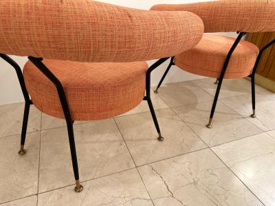 Rito Valla Mid Century Modern Pair of Armchairs by IPE Bologne Italy 1950s