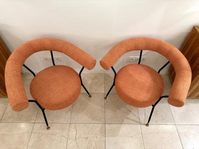 Rito Valla Mid Century Modern Pair of Armchairs by IPE Bologne Italy 1950s