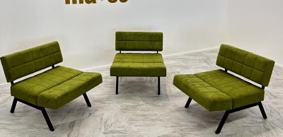 Rito Valla Set of 3 of Panchetto Reclining Chairs by Rito Valla for IPE Italy 1960s
