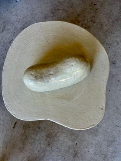 River Valadez Pastel Tripod Table with Sculpture