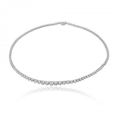 Riveria 14K White Gold 10 73cttw Round Cut Diamond Necklace
