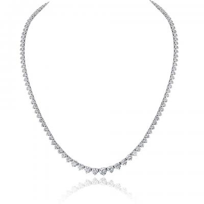 Riveria 14K White Gold 10 73cttw Round Cut Diamond Necklace