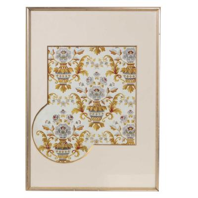 Robatienne Pasquier French Art Deco Hand Painted Gouache Wallpaper Design