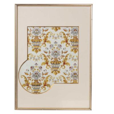 Robatienne Pasquier French Art Deco Hand Painted Gouache Wallpaper Design