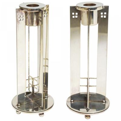Robert AM Stern American Modern Silver Plate Candlesticks Robert A M Stern for Swid Powell