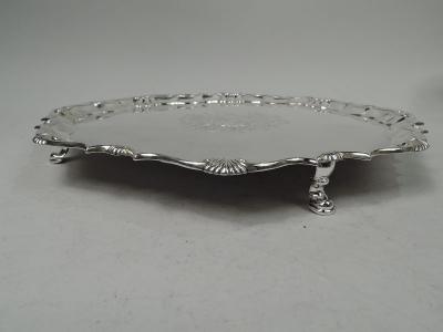 Robert Abercromby English Georgian Armorial Piecrust Shell Salver by Abercromby 1741