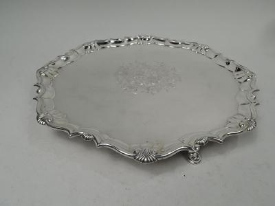 Robert Abercromby English Georgian Armorial Piecrust Shell Salver by Abercromby 1741