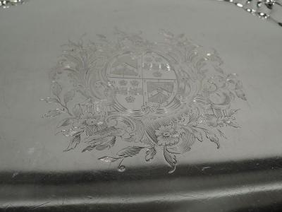 Robert Abercromby English Georgian Armorial Piecrust Shell Salver by Abercromby 1741