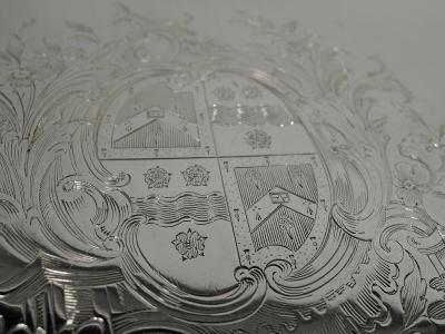 Robert Abercromby English Georgian Armorial Piecrust Shell Salver by Abercromby 1741