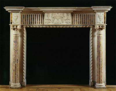 Robert Adam A FINE STATUARY AND CONVENT SIENA MARBLE NEOCLASSICAL CHIMNEYPIECE