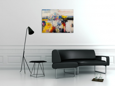 Robert Baribeau Milbrook in Yellow Abstract painting 2007