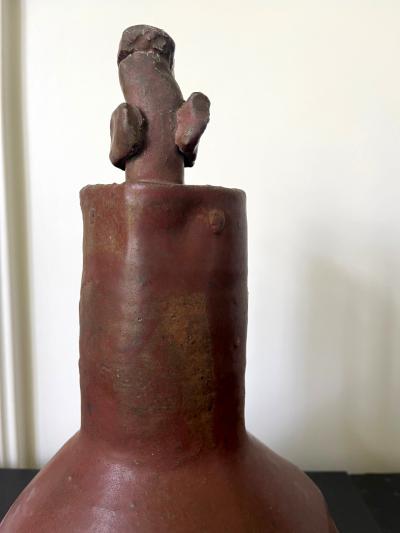 Robert Chapman Turner Sculptural Ceramic Handled Vase by Robert Turner