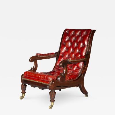 Robert Daws Antique Regency Crimson Leather Metamorphic Armchair by Robert Daws