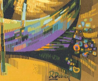 Robert Debieve Mid Century French Tapestry Signed and Design by Robert Debieve 4 0 x 5 8 