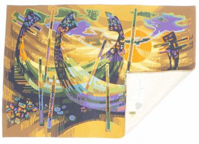 Robert Debieve Mid Century French Tapestry Signed and Design by Robert Debieve 4 0 x 5 8 