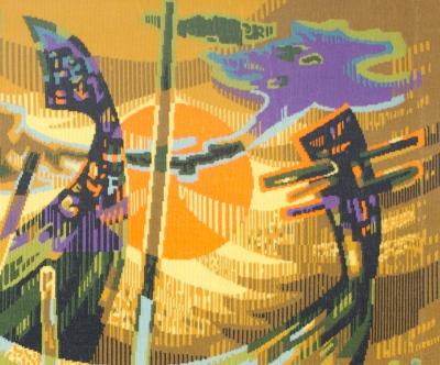 Robert Debieve Mid Century French Tapestry Signed and Design by Robert Debieve 4 0 x 5 8 