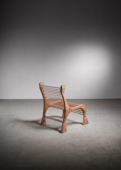 Robert Dice Robert Dice Rare Studio Crafted Chair with Dowel Seating USA 1970s
